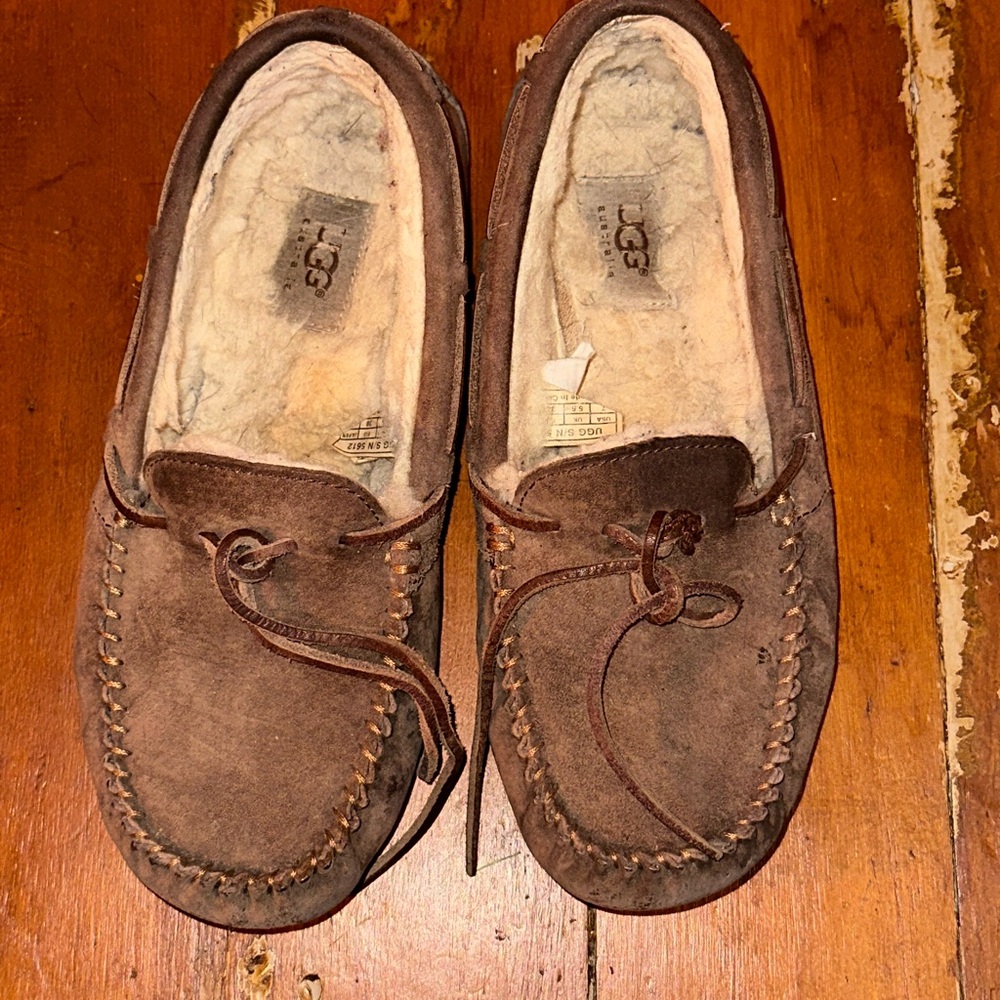 UGG Chocolate Suede Moccasin Slippers